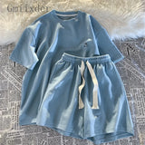 Gmiixder Solid Suit Summer Casual Short-sleeved Shirt +