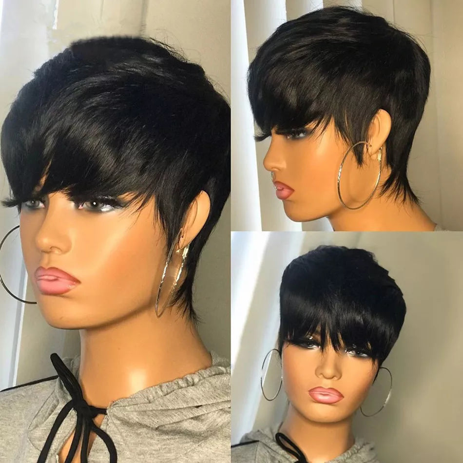 Short Human Hair Wigs Pixie Cut Straight perruque