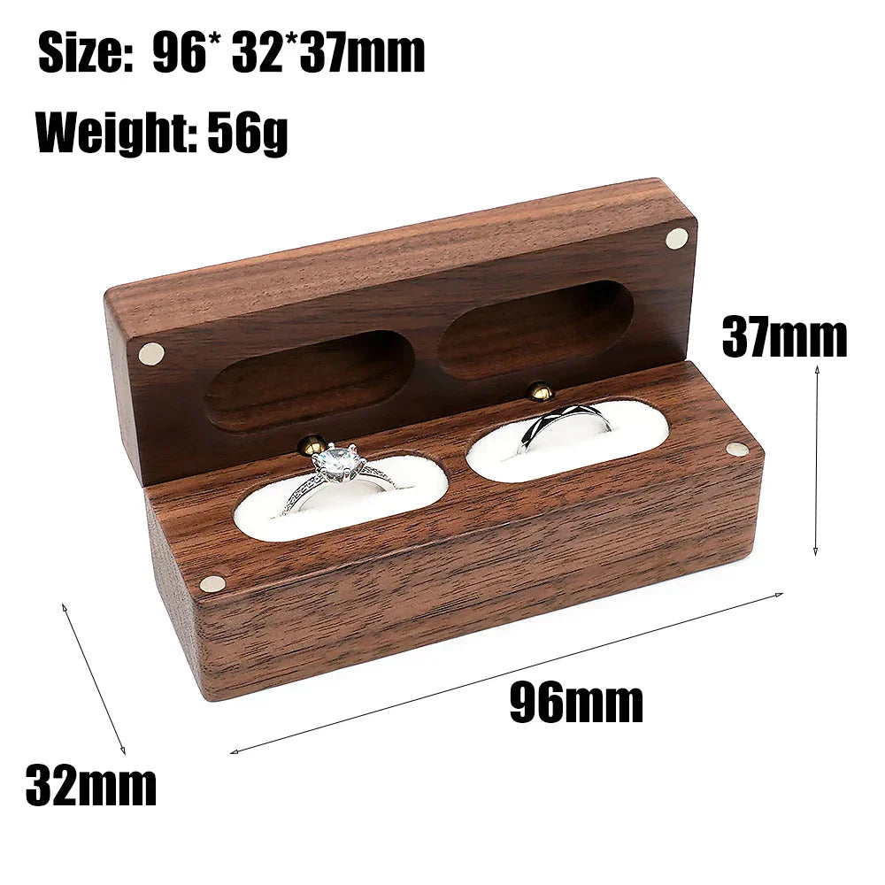 Walnut Wooden Ring Box diamond Pendant Neckl ace