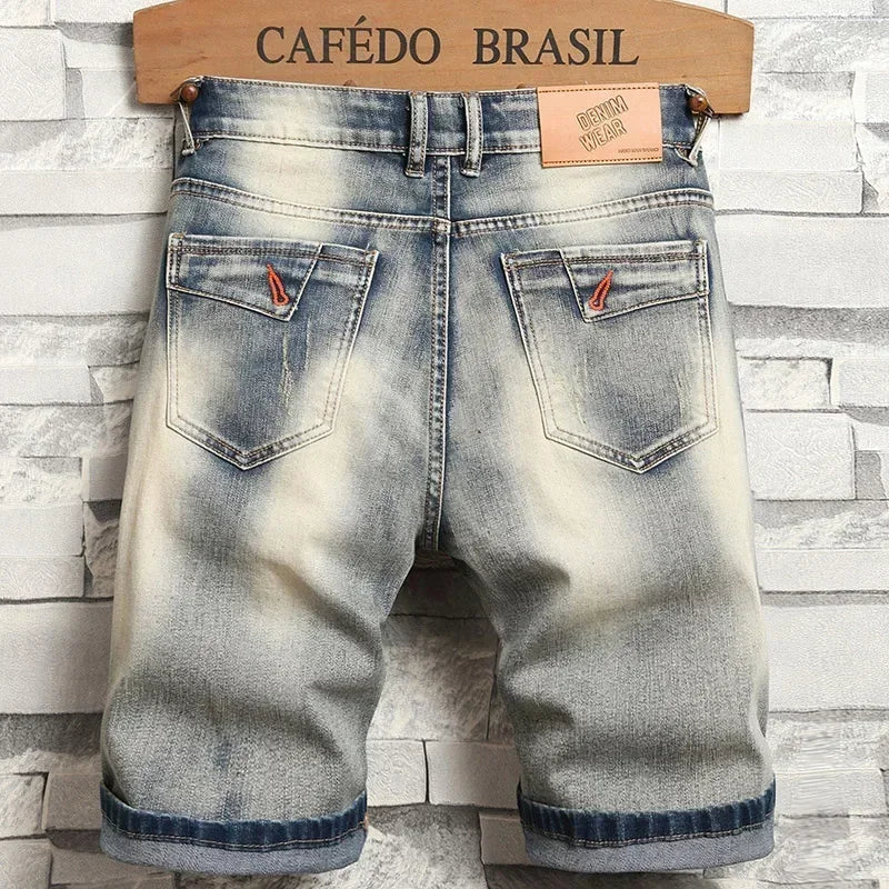 Vintage Jeans Splicing Shorts Men's Summer New Fashion