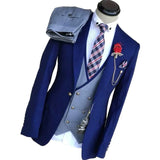 Blue Business Suits for Men Wedding Groom Notch