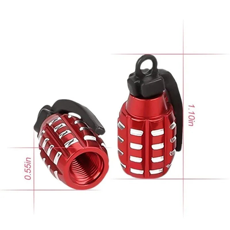 4pcs Car Tire Valve Cap Grenade Aluminum Alloy