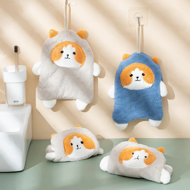Cute Coral Plush Cat Wipe Towel Microfiber Hand
