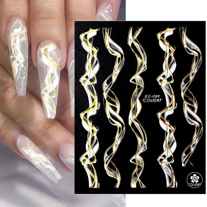 Purple Marble Nails Stickers Smoke Design Manicure Decals