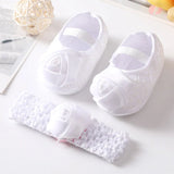 0~18M Cute Bowknot Newborn Baby Shoes Headband Set