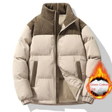Winter Down Cotton Jacket Men Women Corduroy Patchwork