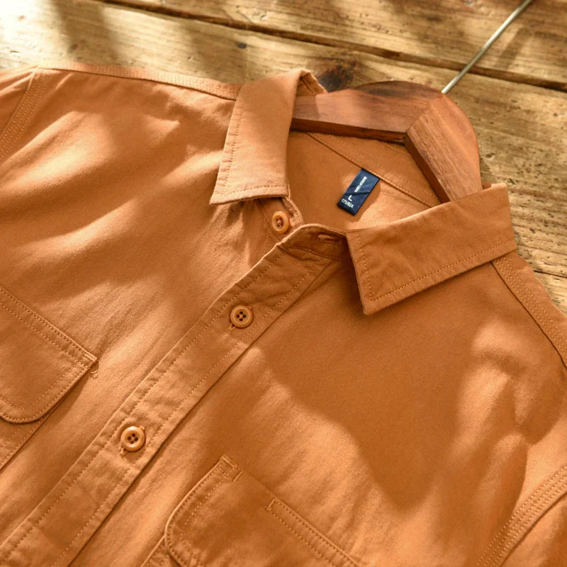 HIQOR New Mens Vintage Shirt Male Lone Sleeve