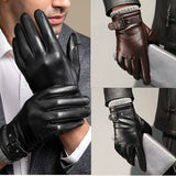 Men's Genuine Leather Sheepskin Gloves Winter Cold Warm