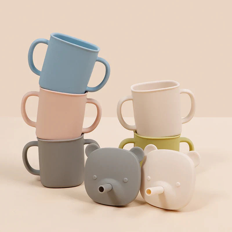 Modabebe Baby Feeding Cups Cute Animal Silicone Straw