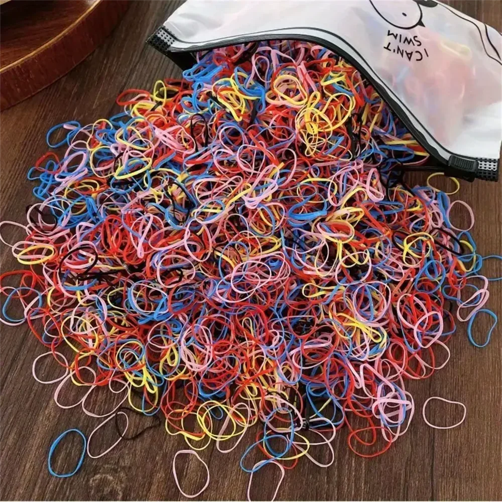 1000pcs Disposable Colorful Hair Ties Elastic Hair Bands