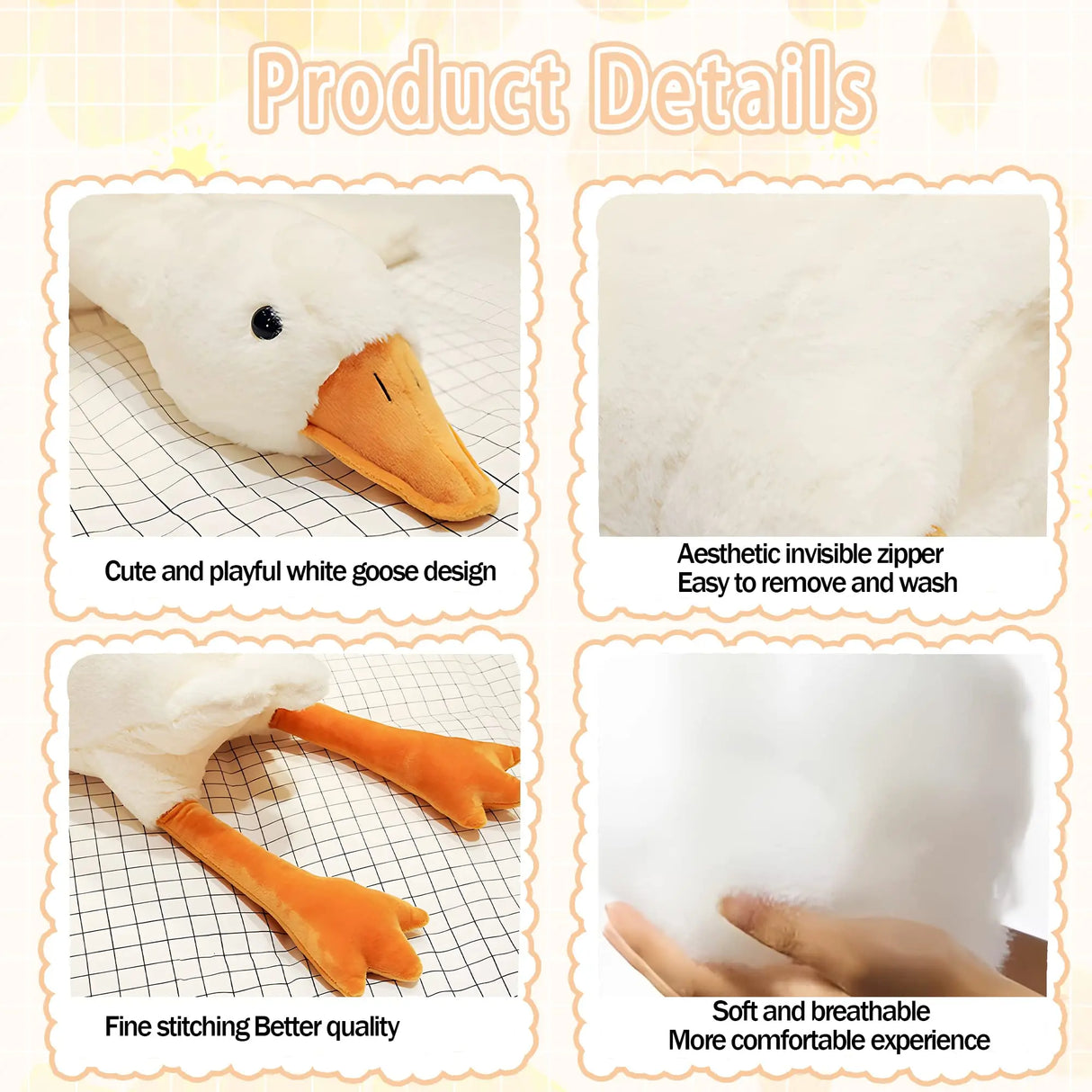 50-190cm Cute Big White Goose Plush Toys Kawaii