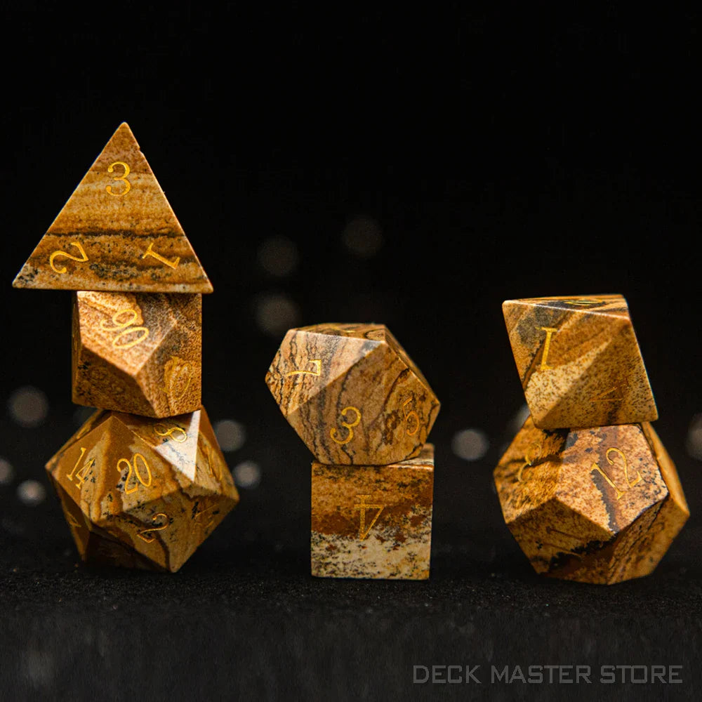 7pcsset Polyhedral Gemstone DnD Dice Set for Tabletop