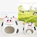 Summer Cooling Ceramic Nest Cartoon Cow Mini Pet