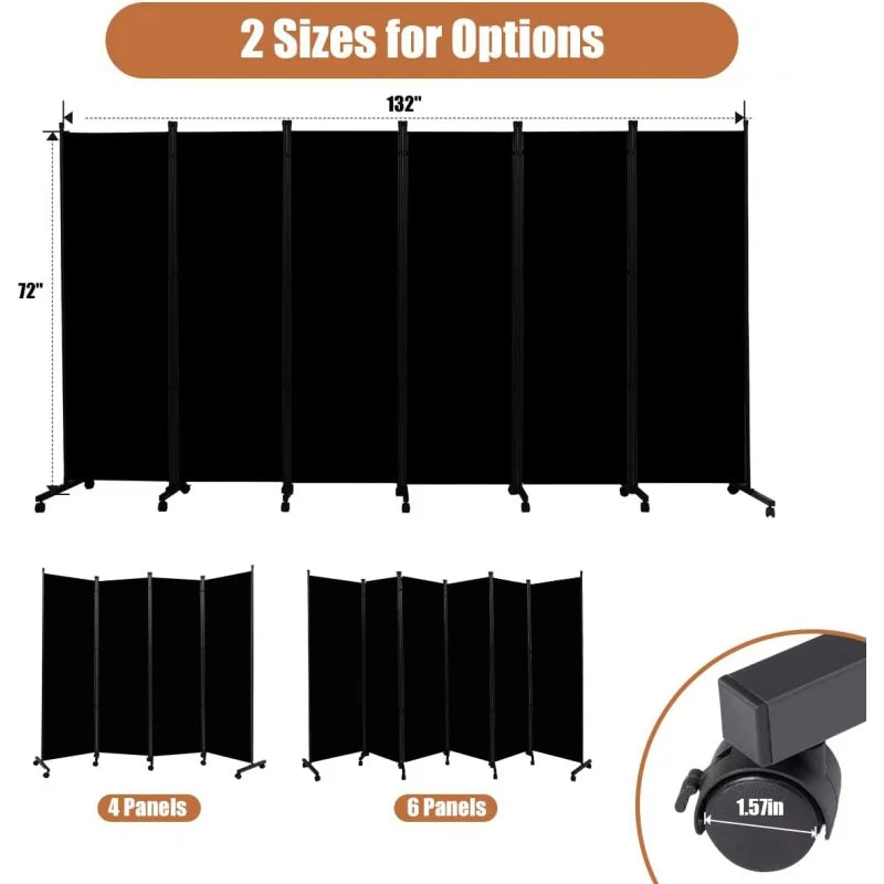 Room Divider Portable 132'' Partition Room Dividers and