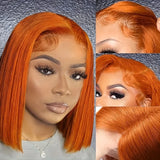 180% Density Ginger Orange Straight Bob Wig 13x4