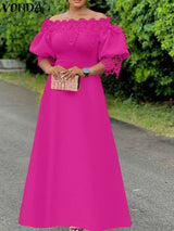 Plus Size 5XL VONDA Women Off Shoulder Maxi