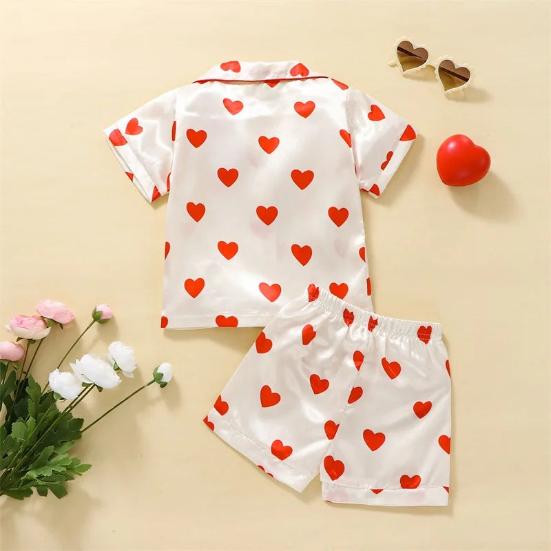 2023 Fashion Children Summer Pajama Sets Silk Satin