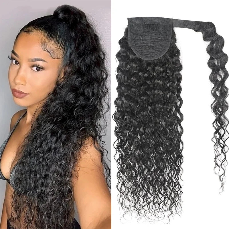 Cranberry Clip in Ponytail Hair Extension Water Wave