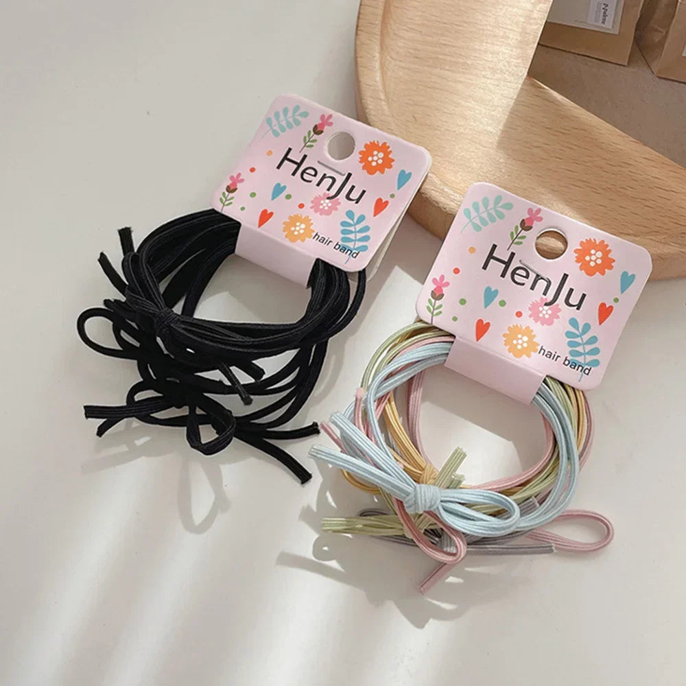 6pcs Pack Ins Style Simple Candy Color Elastic