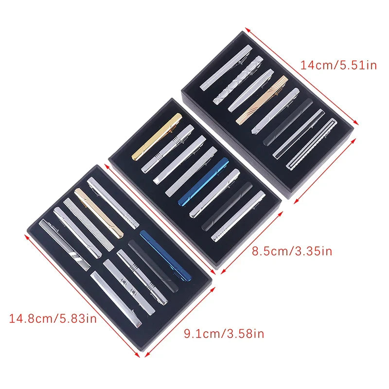 8Pc Exquisite Metal Tie Clip Set With Gift