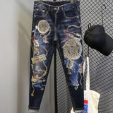 Tapered Graphic Jeans for Men with Print Hip
