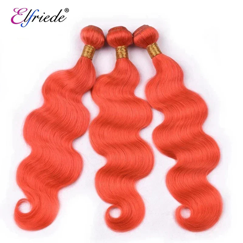 Elfriede #Orange Red Body Wave Colored Hair Bundles