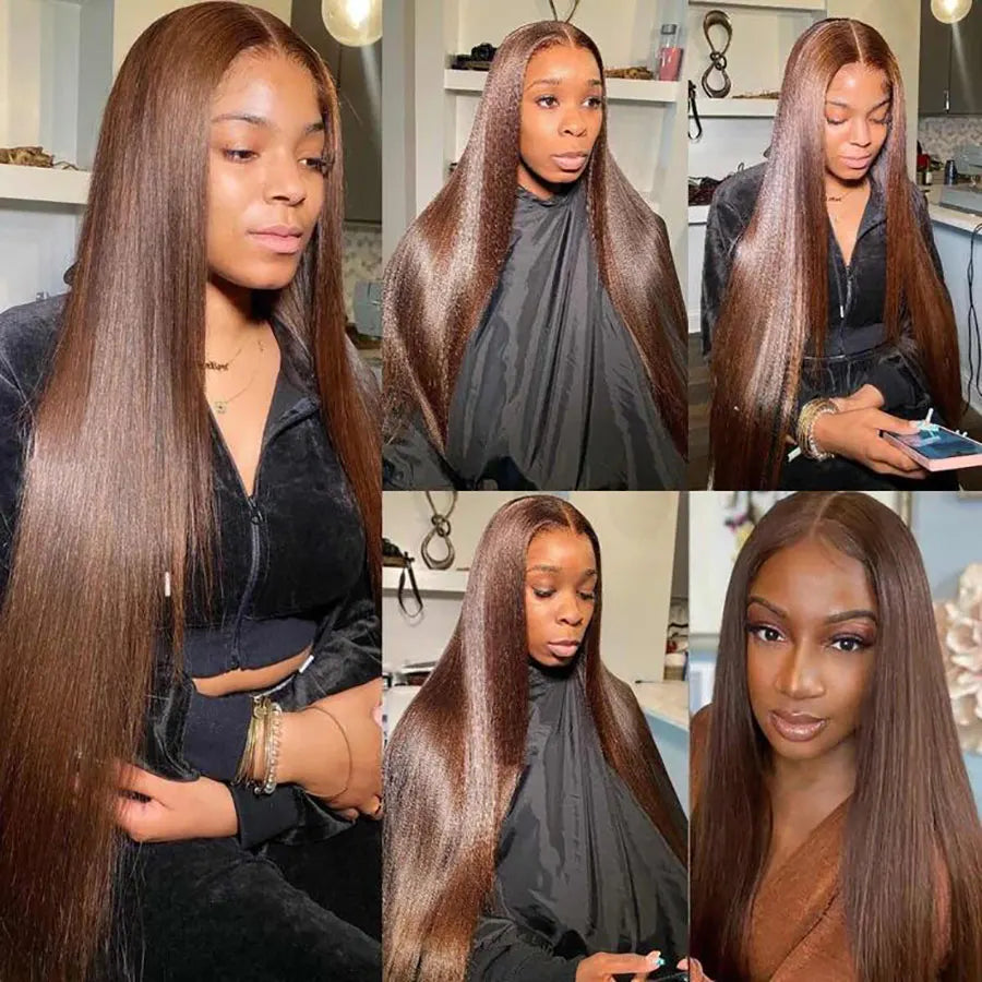 Chocolate Brown Straight 13x6 HD Lace Front Human