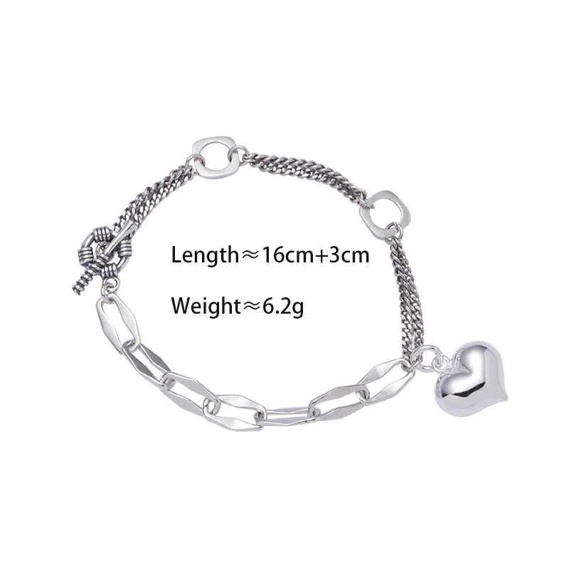 ANENJER Silver Color Star Ball Heart Pendant Bracelet