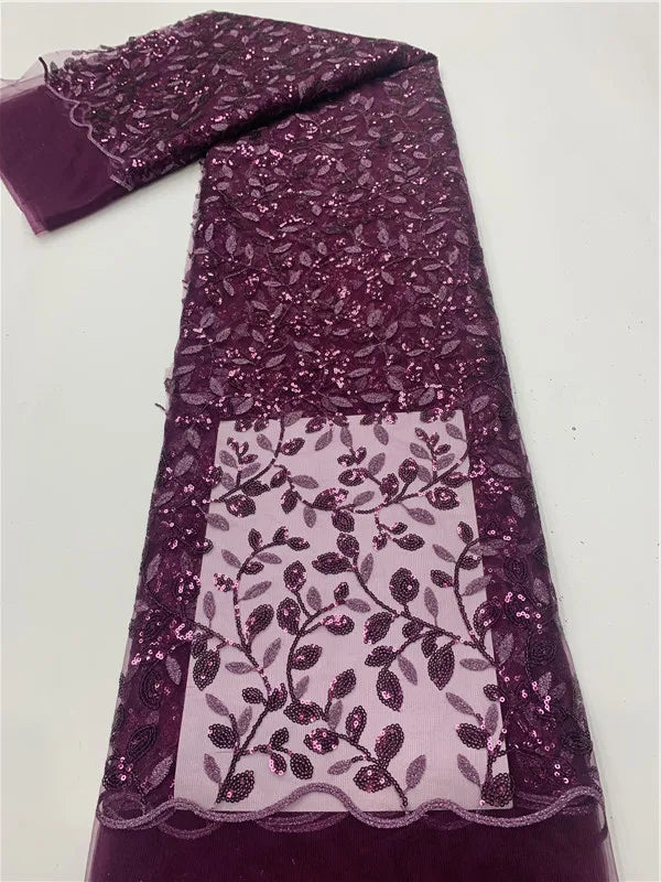 Green French Sequins Net Lace Fabric 2023 High