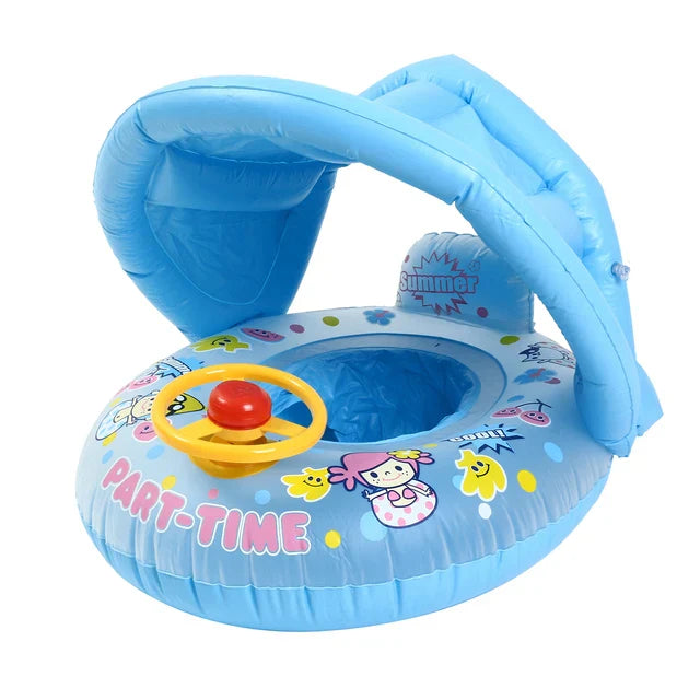 Inflatable Baby Swimming Ring Buoy Sunshade Infant Floating