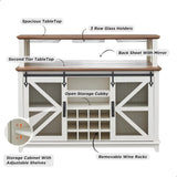 OKD Farmhouse Coffee Bar Cabinet with LED Lights,