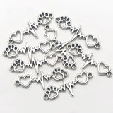 102030pcs Antique Silvery Color Charms Dog Claw Love