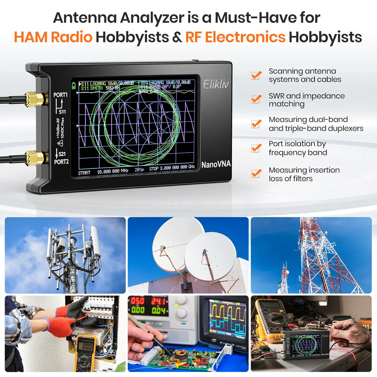 Spectrum Anslyzer NanoVNA-H4 Vector Network Antenna Analyzer 10KHz-1.5GHz
