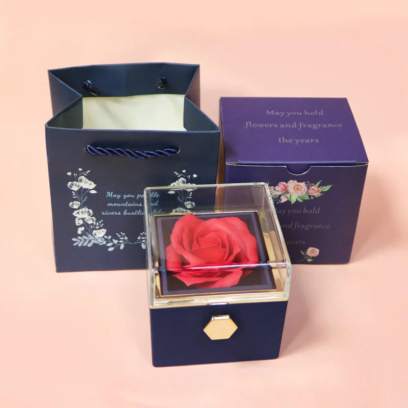 New Rotation Rose Jewelry Gift Box Valentine's Day