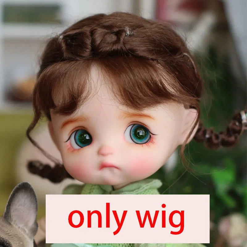 Doll Wig Bangs Ponytail Curly Soft Mohair Wig