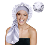 Satin Long Nightcap Wide Edge Adjustable Bonnet Women