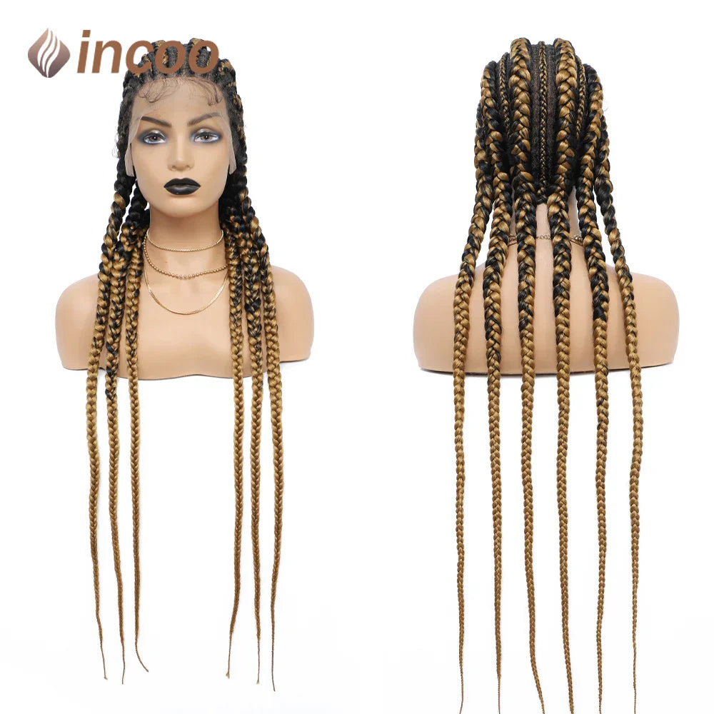 36" Full Lace Frontal Wigs For Women Cornrow