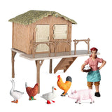 Oenux Farm House Model Action Figures Farmer Motorcycle