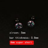 2PCS 4mm Short Ear Studs Earring Outside Upper