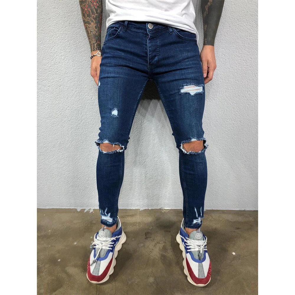High Quality Stretch Elastic Skinny Jeans Men European