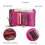 Contact'S Metal Frame Wallet Ladies Purse Women Cowhide Vintage Hasp and Zipper Red Small Purses for Woman ID Cards And Coin