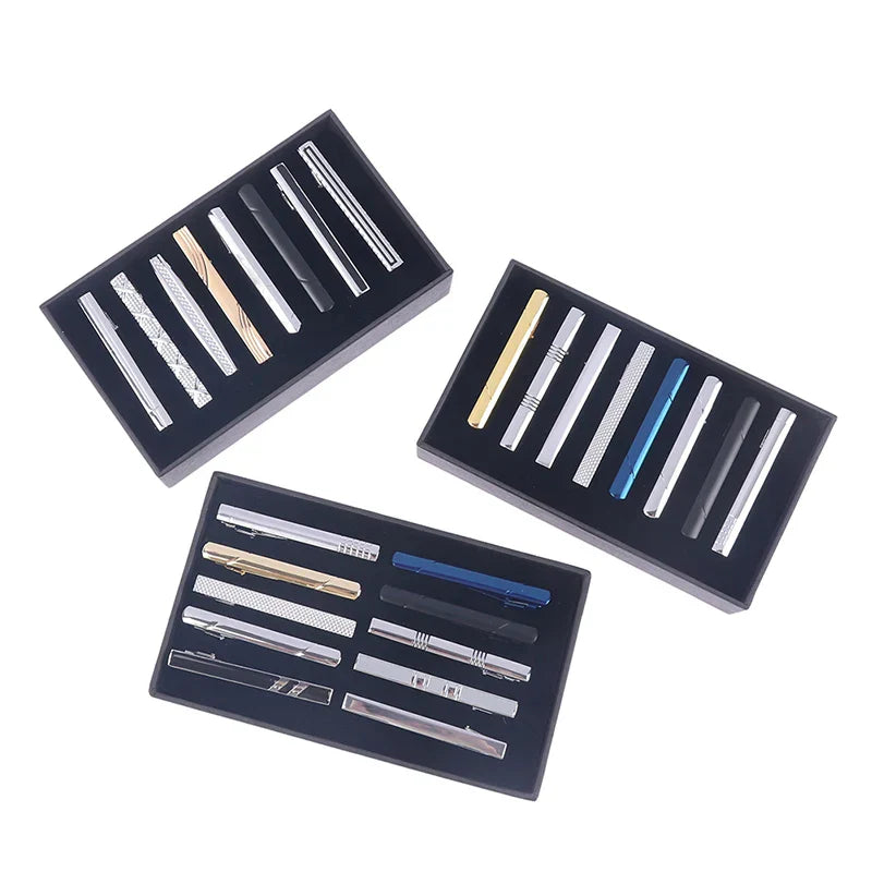 8Pc Exquisite Metal Tie Clip Set With Gift