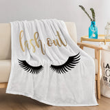 Long Eyelashes Printed Throw Blanket Plush Fluffy Flannel