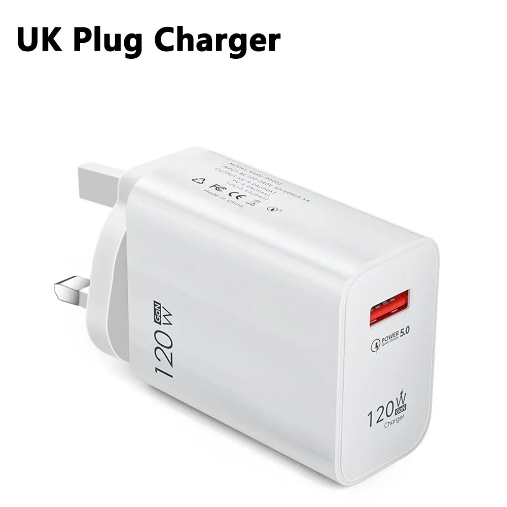 120W USB GaN Charger Quick Charge 3.0 Fast
