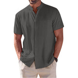 Summer Shirt Men's Short Sleeve Cotton Linen Tshirt