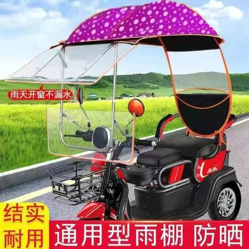 Electric vehicle canopy tricycle fully enclosed windshield rain