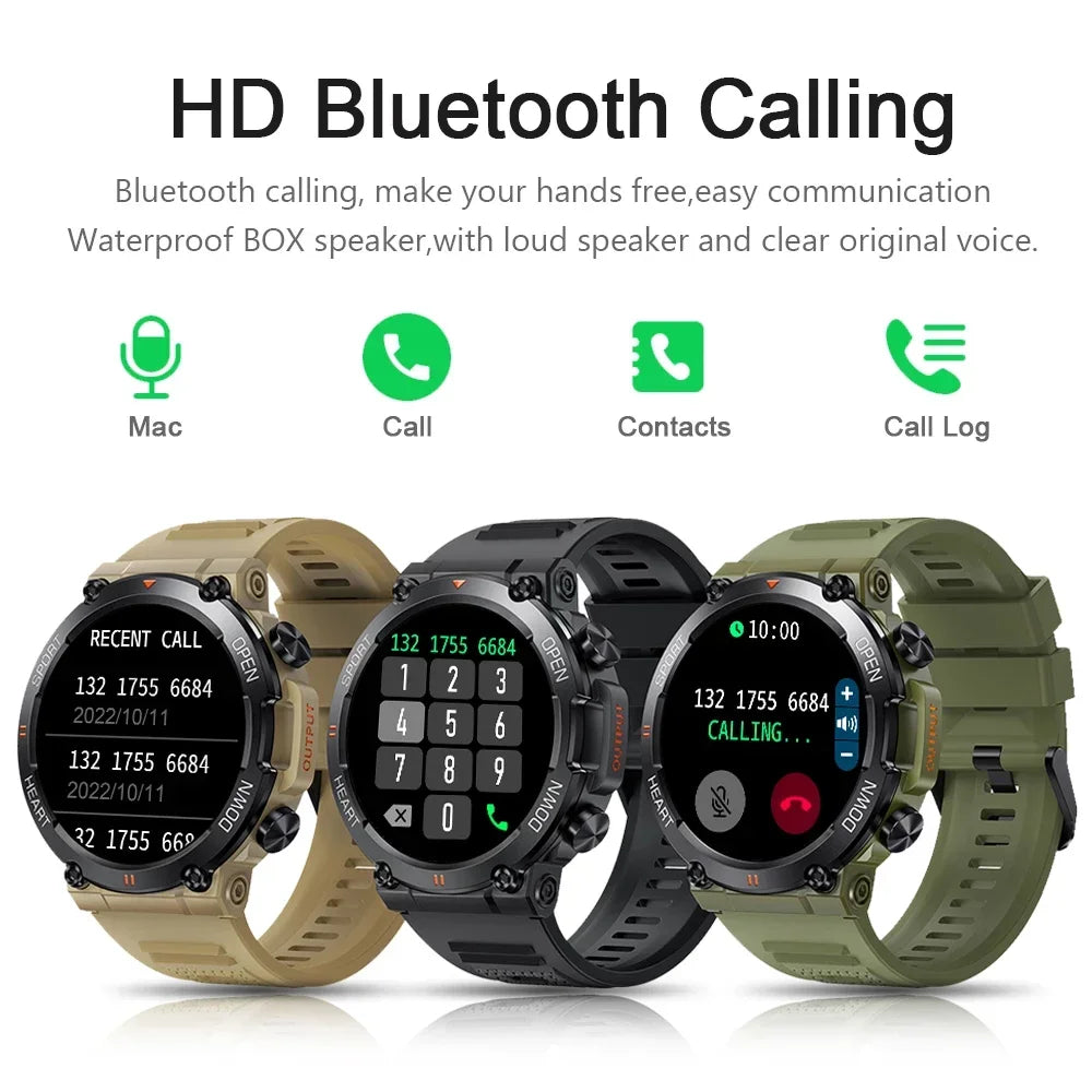 Military Men Smart Watch 400mAh BT HD Calling