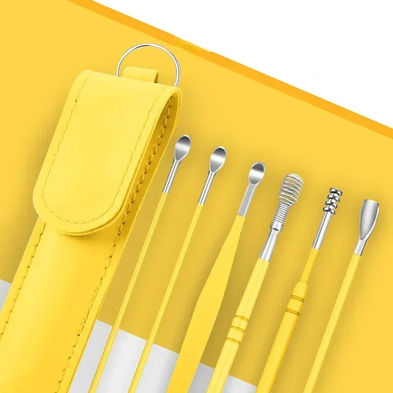 6PCS Stainless Steel Earpick Ear Cleaner Spoon Wax