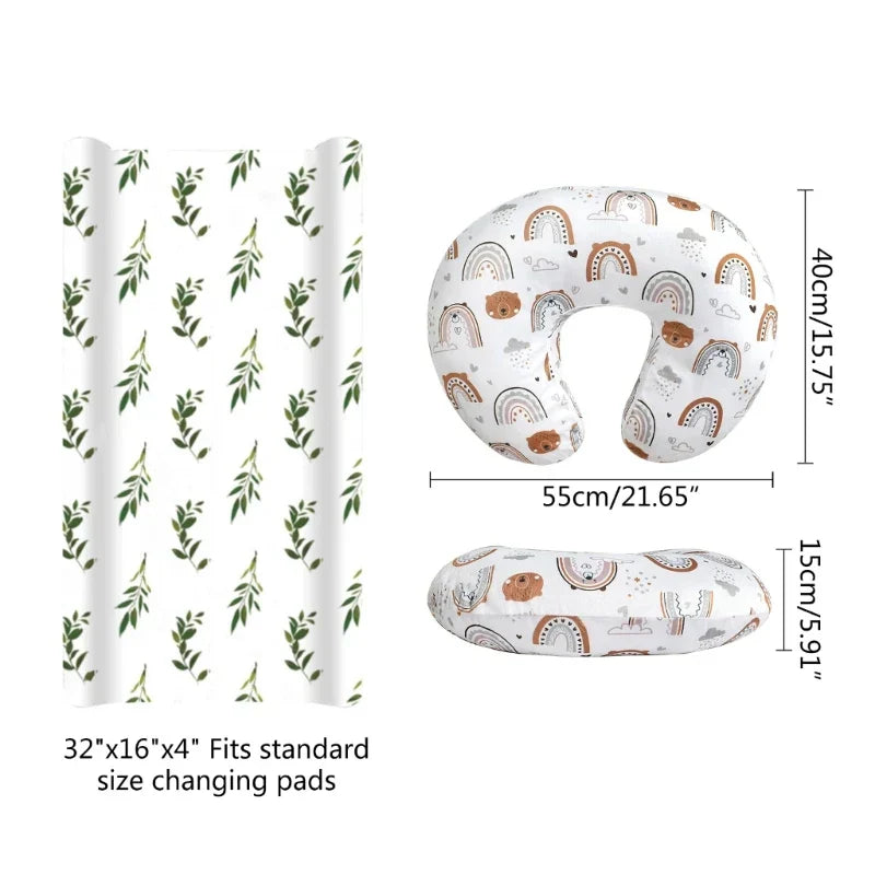 2pcs Printed Nursing Pillow Case Diaper Changing Pad