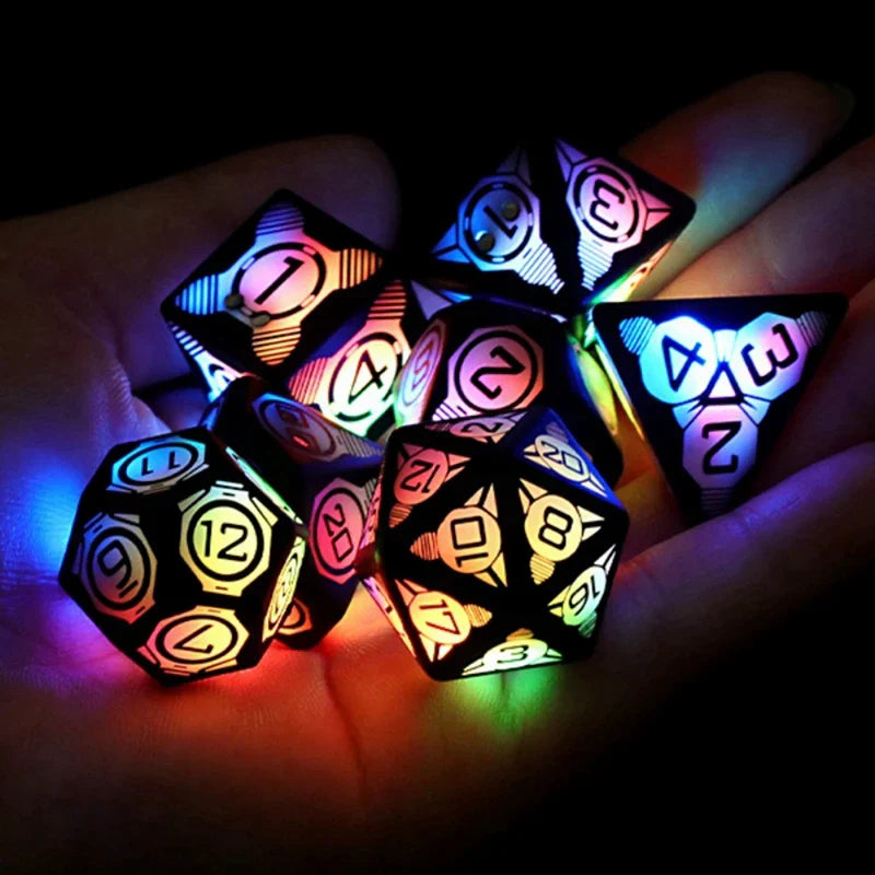 7Pcs Electronic Luminous LED Dice Set Multi Sided